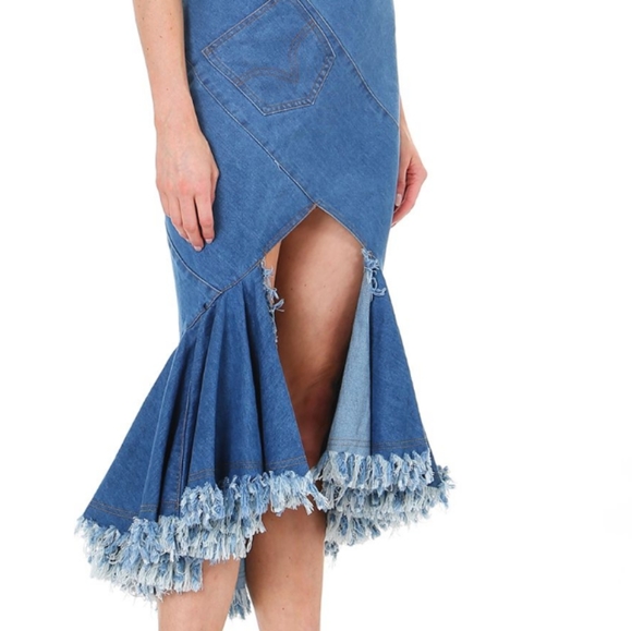 Beulah Style Mermaid Denim Skirt - Picture 1 of 5